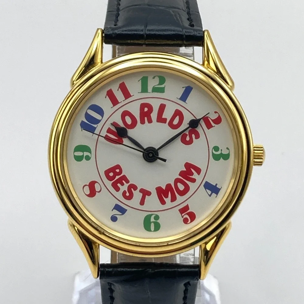 Womens Watch World's Best Mom Gold Tone 37mm Mothers Day Gift New Battery 8.75